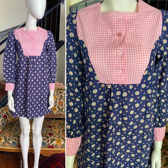 Vintage Label Patterned Short Dress main image 1